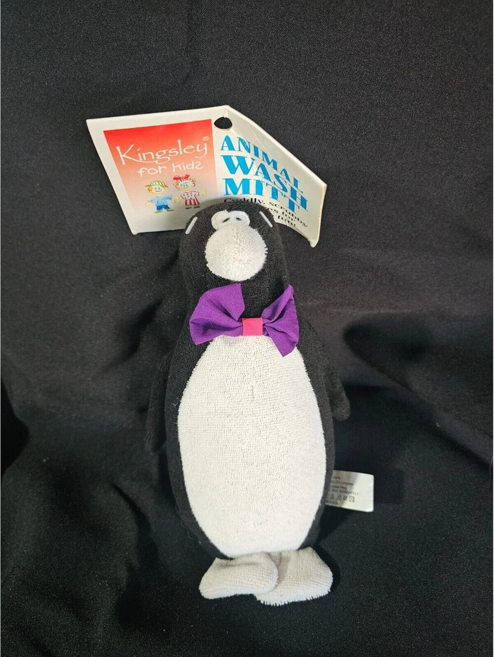 New Vintage Kingsley For Kids Penguin Wash Mitt Toy Scubby Bath Time Fun 8.5